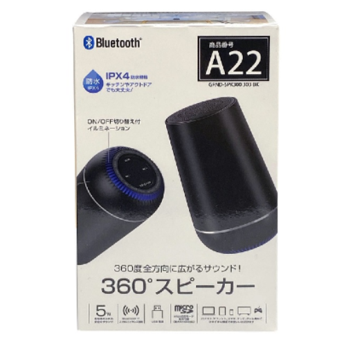 【新品】【ＧＲ】Ｂｌｕｅｔｏｏｔｈ３６０°スピーカー　ＳＰＫ－３０３　ＢＫ／ゲオ