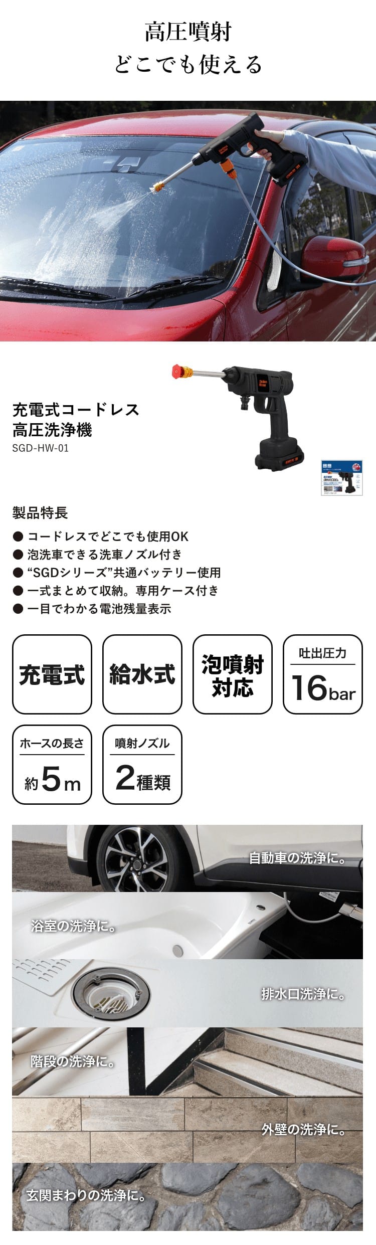 0075　18V充電式コードレス高圧洗浄機 SDG-HW-01 ミニブロワー 充電式 ゲオ公式通販サイト/ゲオオンラインストア【新品】18V充電式